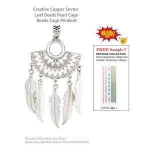 Copper Sector Leaf beads pearl cage necklace